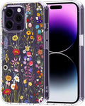 MOSNOVO Case for iPhone 14 Pro Max, [Buffertech 6.6ft Military-Grade Drop Protection] [Anti Peel Off Tech] Clear TPU Bumper Phone Case Cover Design - Wildflower Meadow