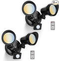 ALUSSO LED Security Lights Motion Sensor, 25W 2000LM Flood Lights Outdoor Motion Sensor with Remote 120V, Dimmable Brightness 3000K-6500K CCT IP65 Security Light ETL Listed for House Garage, 2 Pack