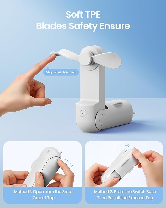 Gaiatop Portable Handheld Fan, 3 in 1 Mini Fan Handheld [17h Max Cooling], Foldable Personal Fans Pocket Design, USB Travel Fans Portable, Lash Trip Summer Essential Cute Gifts for Women Girl, White