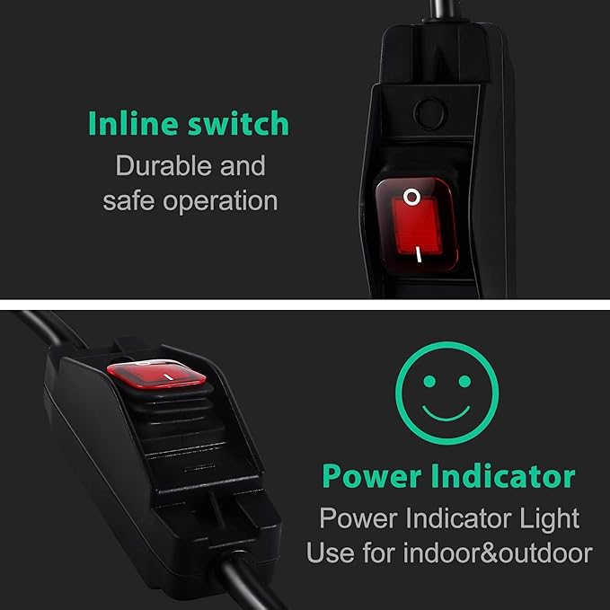 Extension Cord with Switch On/Off Waterproof Switch 3Ft No Plugging and Unplugging Invintage Stereo Devices Without Built-in Power Switch (25 FT)