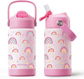 Mommore Kids Water Bottle 12 oz, Insulated Stainless Steel Water Bottle with Straw, Leakproof & BPA-Free, Vacuum Insulated Travel Water Bottle for School, Outdoor Rainbow-1 Pc