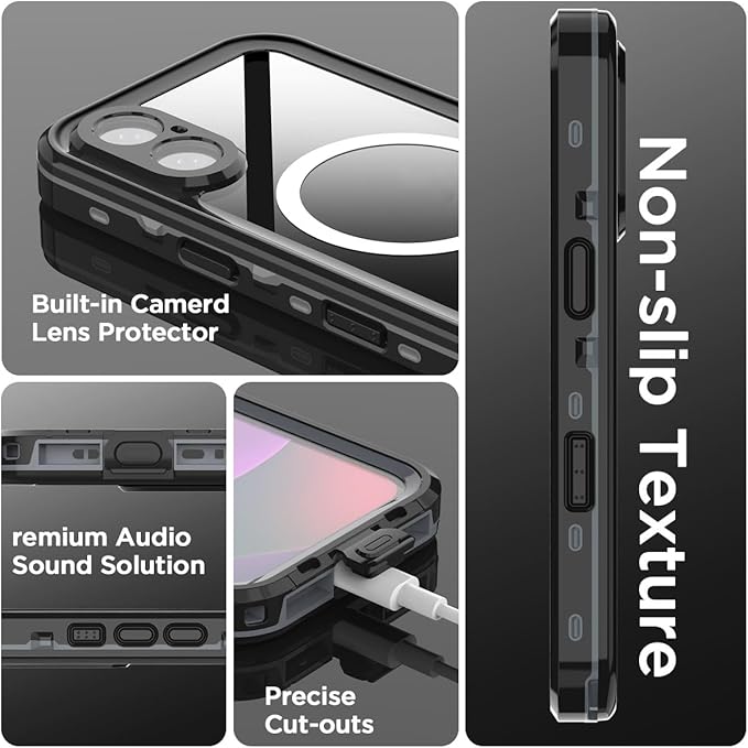 AICase Waterproof Case for iPhone 16(6.1") with MagSafe Snowproof,Dustproof and Shockproof,IP68 Certified Real 360 Full Body Protection Fully Sealed Underwater Cover for iPhone 16 2024