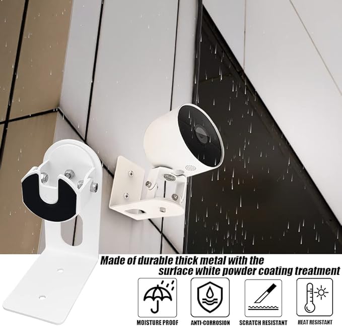 Nest Camera Mount Compatible with Google Nest Cam Outdoor or Indoor, Battery - 2nd Generation,360 View Anti-Drop Outdoor Wall Bracket Mounting Kit Nest cam Accessories- White