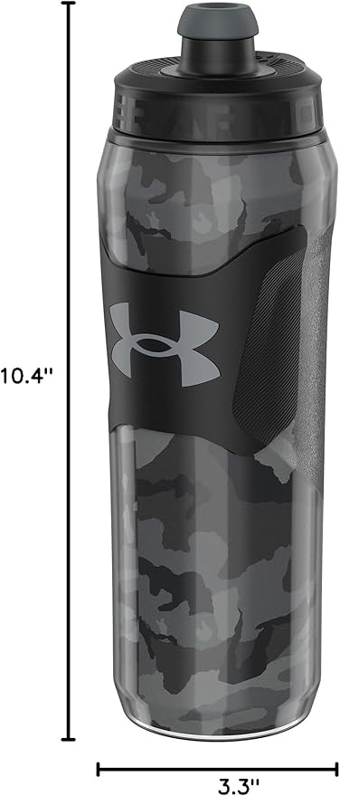Under Armour 28oz Playmaker Squeeze Insulated 2 - Sports Water Jug, Leak Resistant for Baseball, Football & More, Black Steel Camo