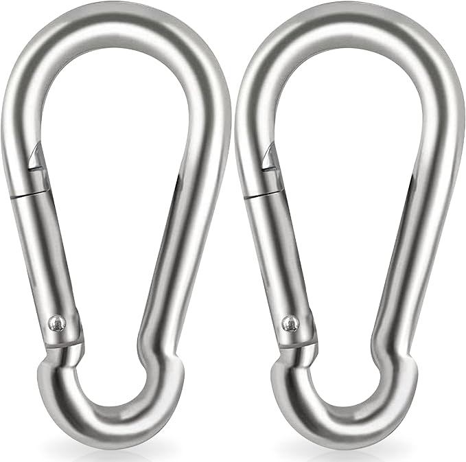 Locking Carabiner Clips, Stainless Steel Spring Snap Hook Locking Carabiner Heavy Duty - 304 Premium Stainless Steel Thumb Screw Carabiner Clip