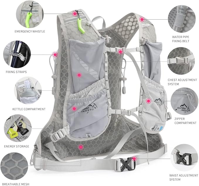 IX INOXTO Running Hydration Vest for Men Women Water Backpack for Running 3L Running Hydration Pack for Trail Running Marathon Race Hiking