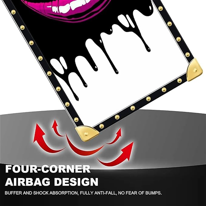 Compatible with iPhone 16 Pro Max Case, Black White Red Slap Sexy Luxury Golden Decoration for Girl Women Soft TPU Shockproof Protective Hard PC Back for iPhone 16 Pro Max