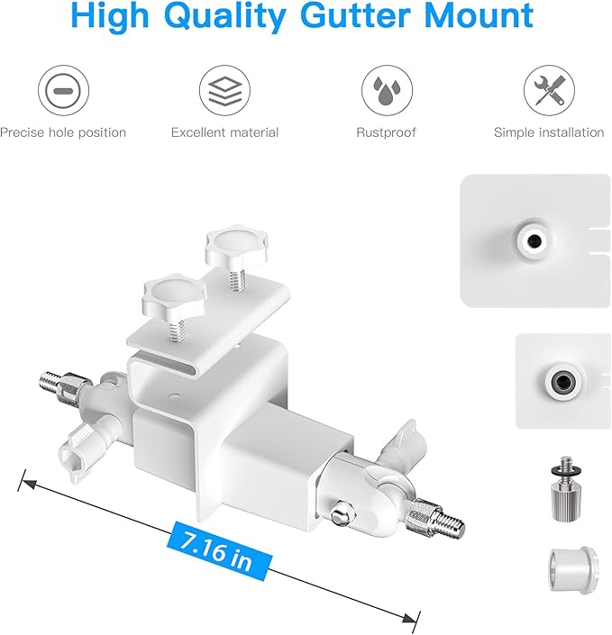 HOLACA 2-in-1 Weatherproof Gutter Mount for Ring Solar Panel, Spotlight Cam Battery and Stick Up Cam/Outdoor Cam Plus Battery Outdoor Mount Accessories for Ring Solar Panel (White)