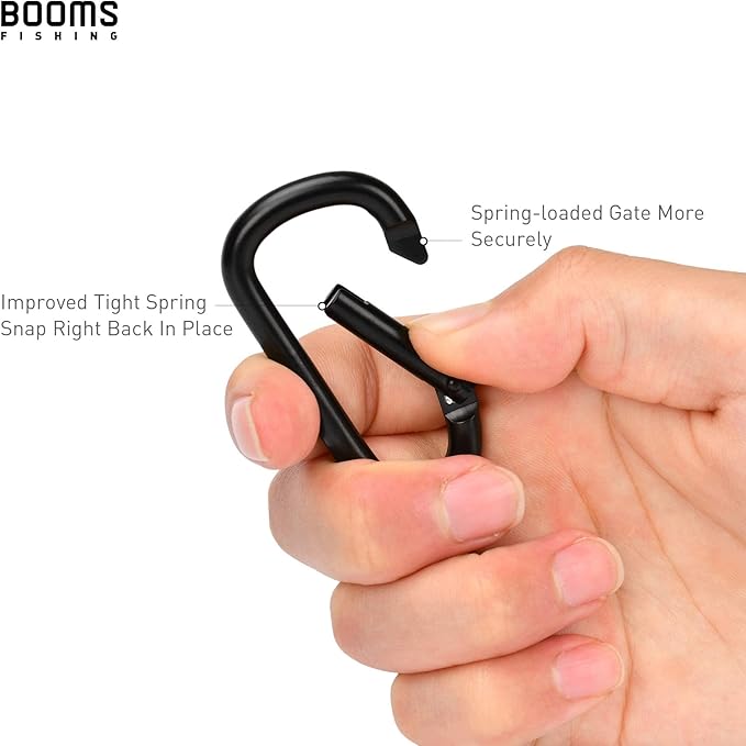 Booms Fishing CC2 Carabiner Clip, 2.3" Small Carabiner Keychain, Multi-use Aluminium D Ring Caribeener Clips