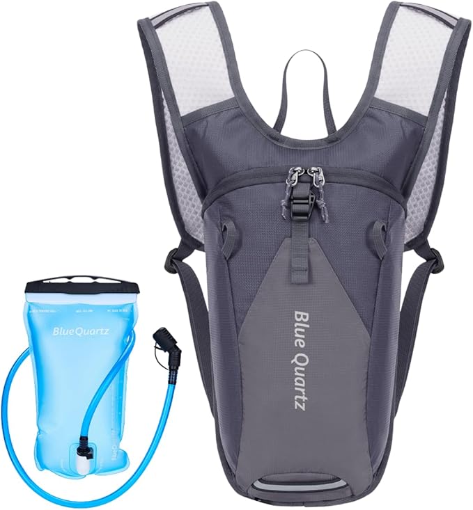Blue Quartz Hydration Backpack with 2L Water Bladder, Hiking Water Pack with Insulated Compartment for Women Men, Lightweight Running Hydration Vest with Phone Pocket for Cycling, Biking