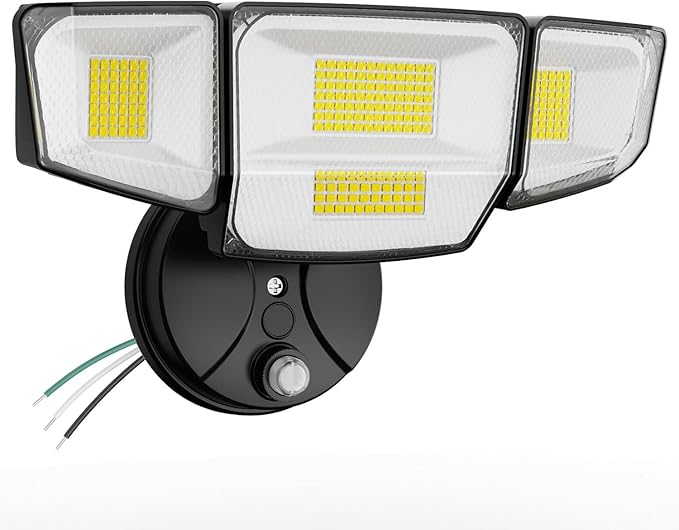 Abovizo 90W Flood Lights Outdoor, 10000LM Dusk to Dawn Outdoor Lighting, IP65 Waterproof, 6500K Daylight, 4 Heads LED Security Light for Garage, Yard, Porch (Black)