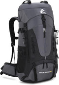 Bseash 60L Hiking Camping Backpack with Rain Cover, Waterproof Large Capacity Outdoor Sport Travel Daypack Climbing Touring (Gray)