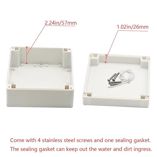 Project Box IP65 Waterproof Junction Box ABS Plastic Electrical Boxes DIY Electronic Project Case Power Enclosure White 6.30x6.30x3.54 inch (160 x 160 x90 mm)