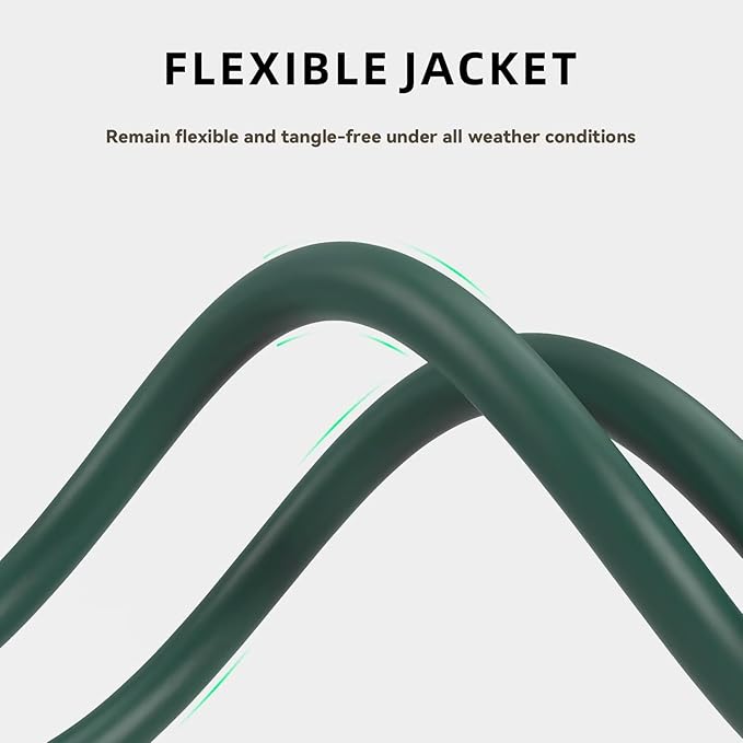 12ft Outdoor Extension Cord for Christmas Decorations- 16/3 Heavy Duty SJTW Waterproof Green Electrical Cable with 3 Prong Grounded Plug for Safety, Great for Lawn and Major Appliances