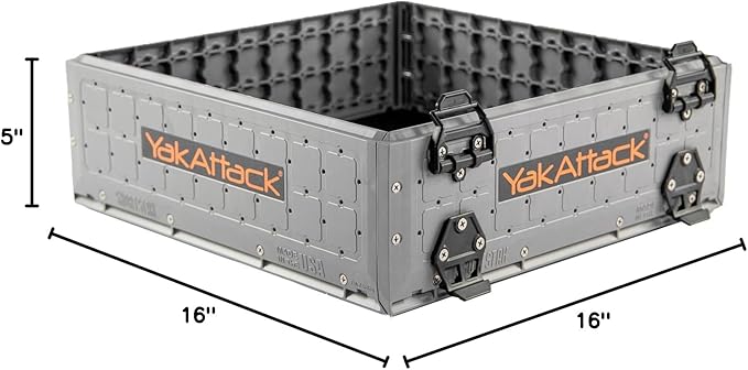 YakAttack ShortStak Upgrade Kit for BlackPak Pro | 16" x 16" – Battleship Grey | Stackable Kayak Crate Add-On with GridLoc Panels & Hardware | Not Standalone | Made in USA