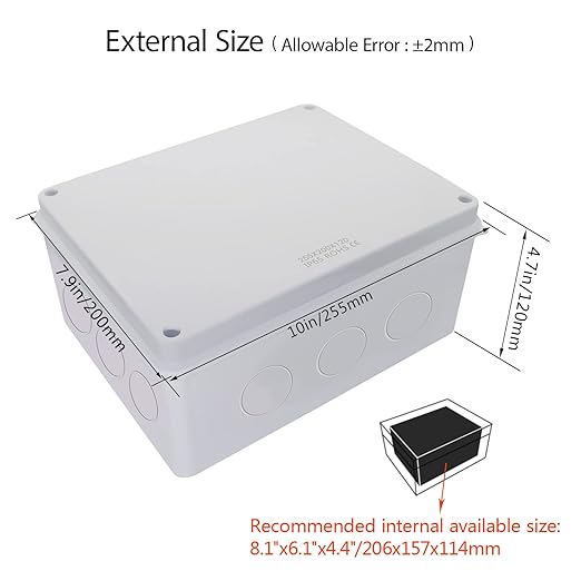 LeMotech Junction Box, Electrical Box IP65 Water Resistant Dustproof ABS Plastic Project Enclosure for Electronics White 10 x 7.9 x 4.7 inch