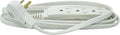Woods Slimline Indoor Flat Extension Cord,8 Ft,16 Gauge Right Angle Plug,3 Polarized Outlets,125 Volts,White,2241,(Pack of 6)