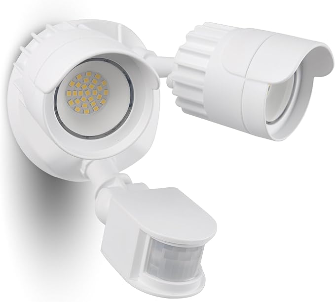 LED Motion Sensor Outdoor Lights, 34W 3500LM 5000K Daylight, IP65 Waterproof, Dusk to Dawn Flood Light, 2 Head Motion Lights for House, Security Lights for Outside, Garage, Yard (White, 1 Pack)