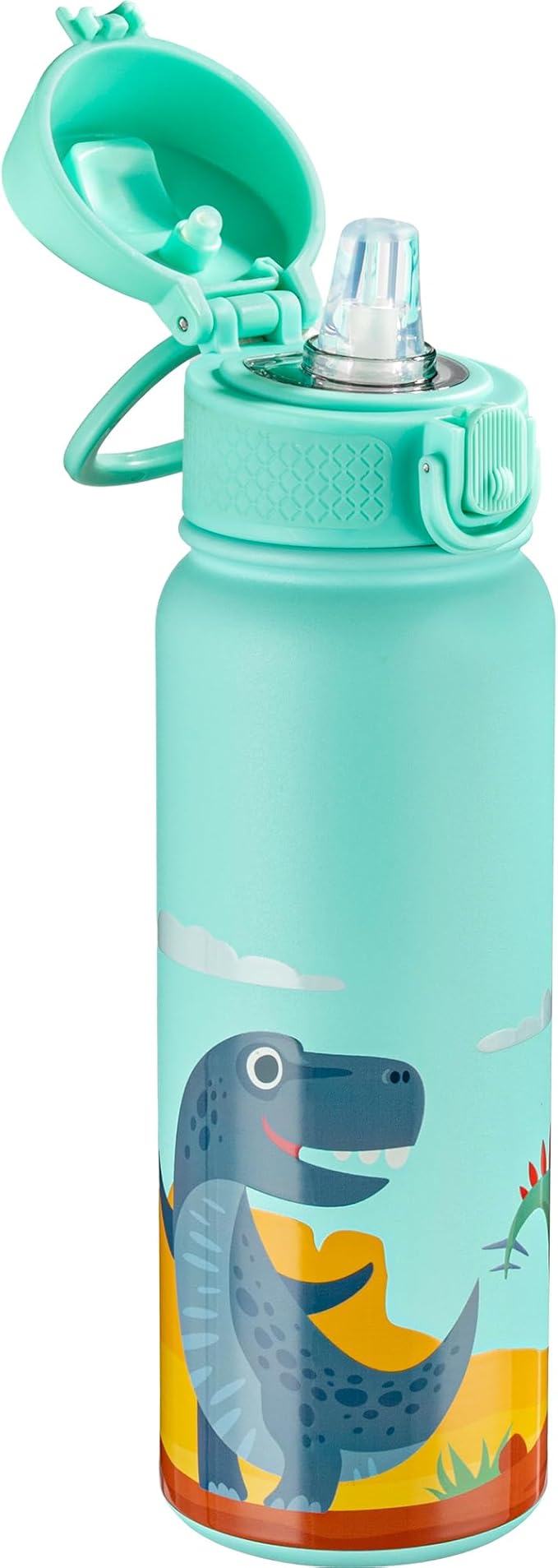 OLDLEY 20 Oz Insulated Stainless Steel Water Bottle For Kids, With Straws Leak-proof, Kids Water Bottles For School Boys Girls,Dinos
