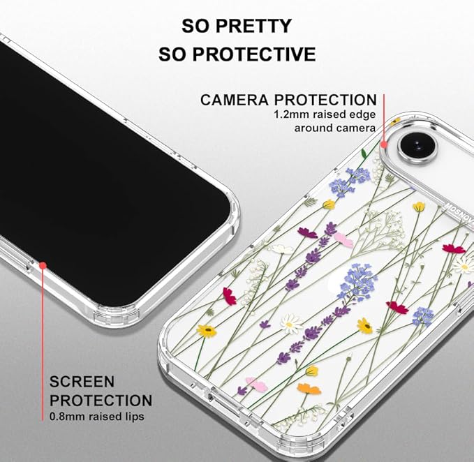 MOSNOVO for iPhone Air Case | Military Grade 6.6ft Drop Tested | Camera Control | Clear with Floral Garden Design