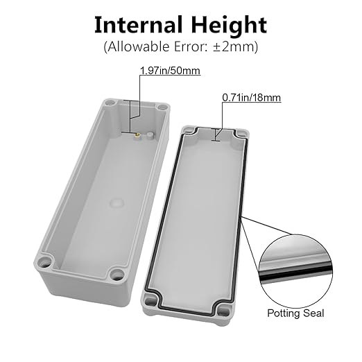 LeMotech IP67 Waterproof Junction Box ABS Plastic Project Box Dustproof Electrical Box Outdoor Enclosure for Electronics DIY Case Gray 9.8X 3.1x 2.8 inch (250x 80x 70 mm)