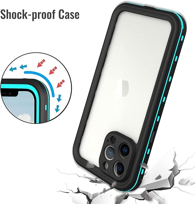 Waterproof Phone Case Compatible with iPhone 13 Pro, IP68 Waterproof Shockproof Dust-Proof Phone Case with Built in Screen Protector, Full Body Protective Case (Teal, iPhone 13 Pro)