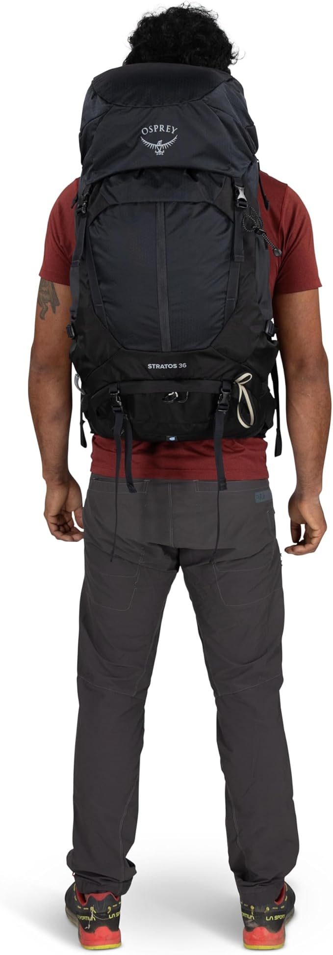 Osprey Stratos 36L Men's Hiking Backpack - Lightweight Backpacking Pack with Waterproof Raincover - Camping Bag, Pine Leaf