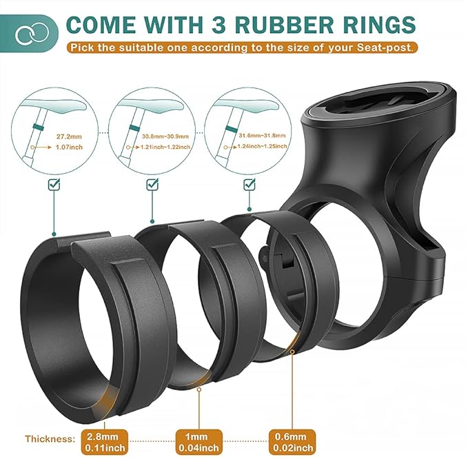 TUSITA Seat Post Quarter Turn Mount Compatible with Garmin Varia RTL510 RTL515 RVR315, RearVue 820 Rearview - Fit 27.2mm 30.9mm 31.6mm Bars Seatpost