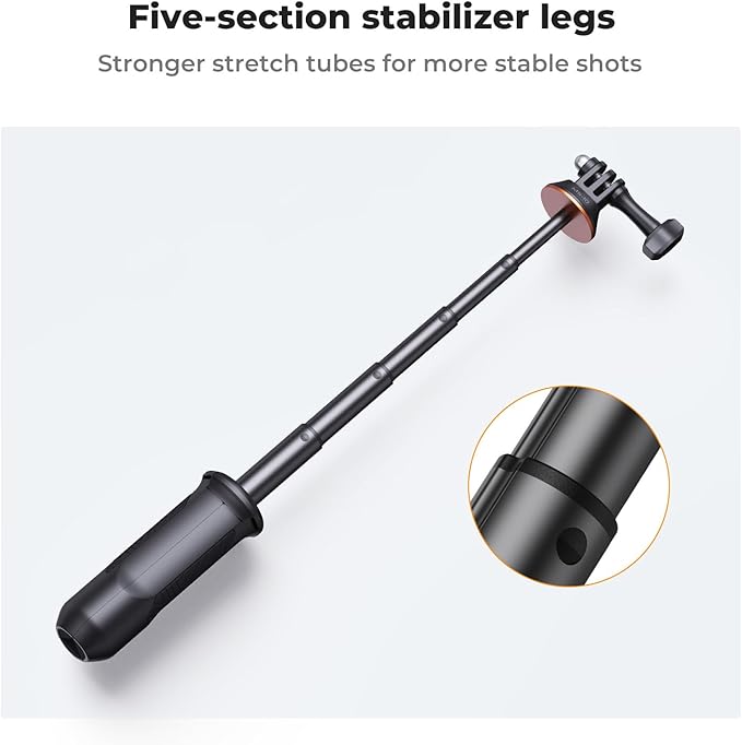 K&F CONCEPT 33.5cm/13.2" Selfie Stick Tripod, Portable Vlog Handle Grip Action Camera Selfie Stick for GoPro Hero 13/12/11/10/9/8/Max, DJI Osmo Action 5/4/3/2/1. (Black)