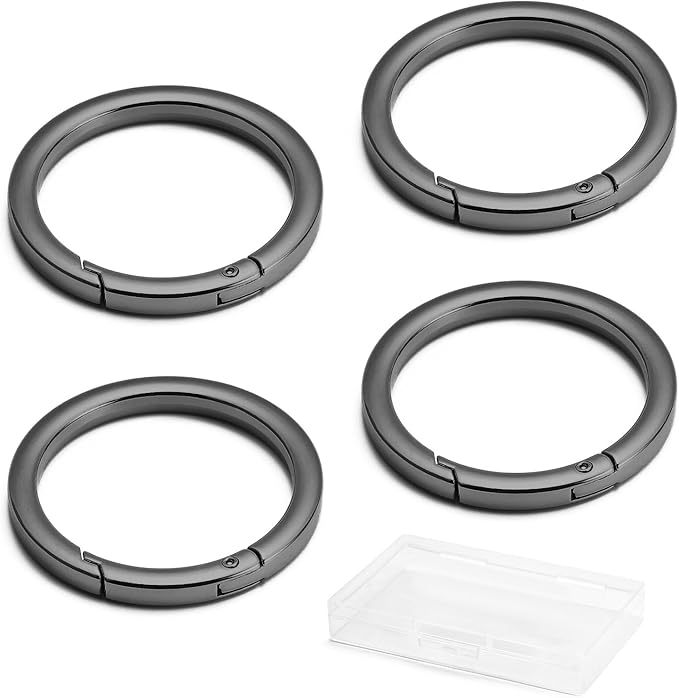 DEVPSISR 4pcs Flat Trigger Spring O Rings,Metal Keychain Ring Round Carabiner Clips for Keyrings Buckle, Bags,Purses,Purses