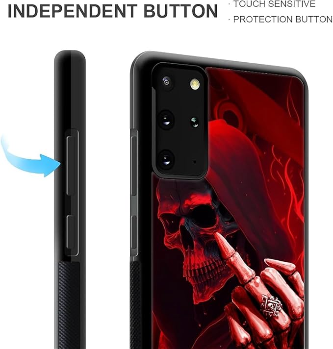 for Samsung Galaxy S20 Plus Case, Gestures Funny Skull Pattern Graphic Design Girl Boy Soft Silicone Hard Acrylic Shock Protection for Samsung Galaxy S20 Plus