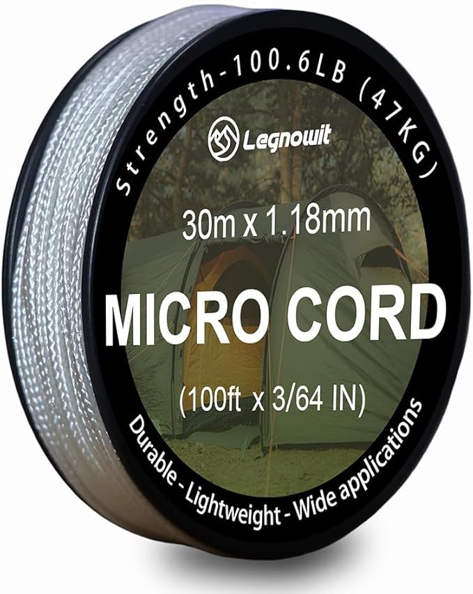 Micro Paracord, 1.18mm x 100ft Thin Mini Utility Braided Small Paracord for Crafting, DIY Project, Camping and More