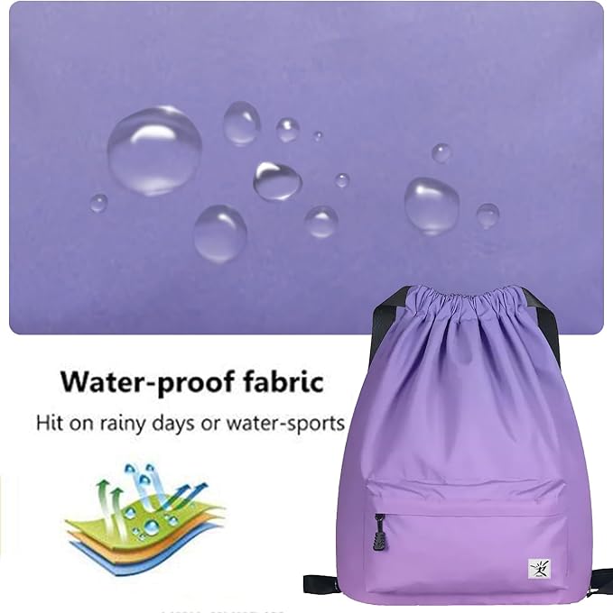 Waterproof Drawstring Bag, Gym Bag Sackpack Sports Beach Backpack for Men Women