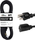 8FT Outdoor Extension Cord-16/3 SJTW Durable Black 3 Prong Grounded Plug Power Cord for Safety,Great for Outside Christmas Decorations