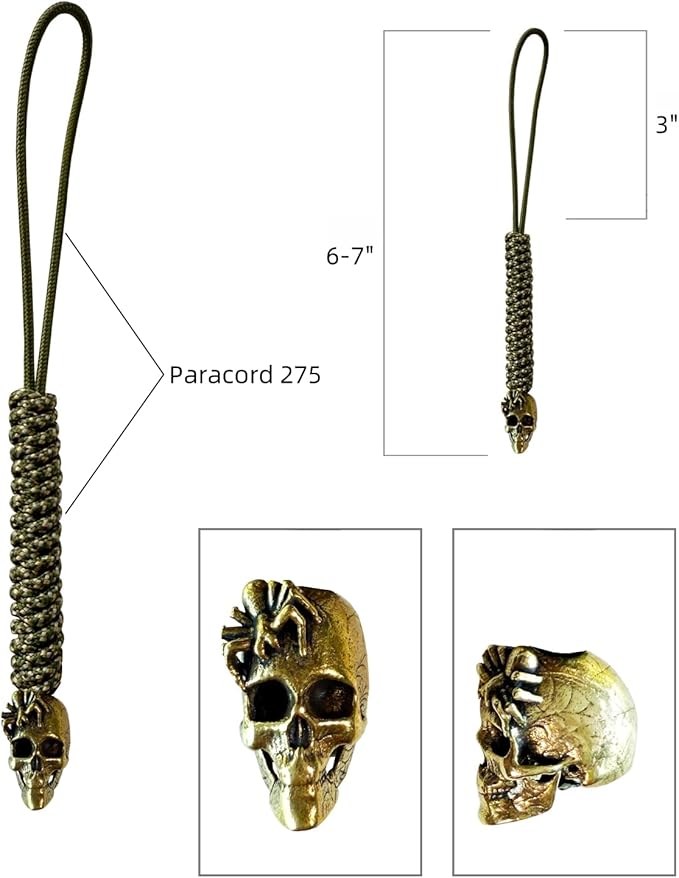 Handmade Lanyards with Brass Beads – Paracord 550 Survival Gear Leash for knives, Outdoor, and EDC Tools