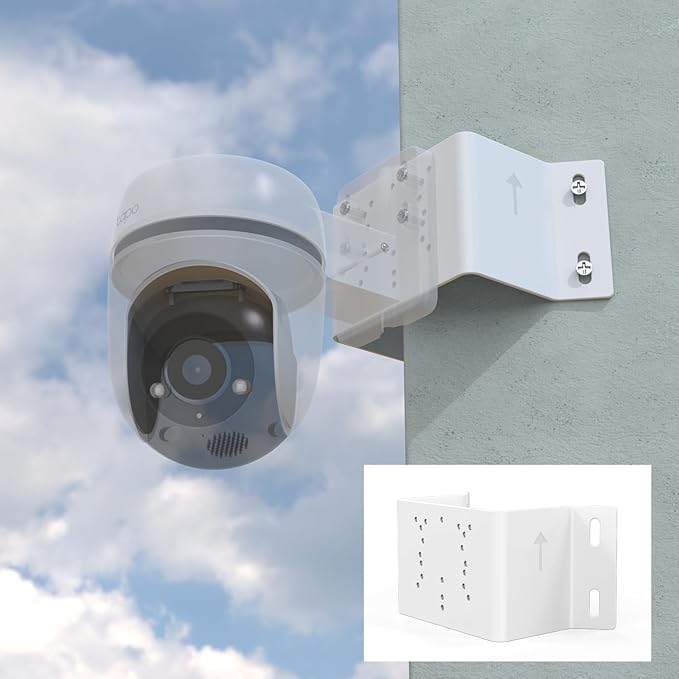 Corner Bracket for Security Camera, Metal Corner Mount Compatible with TP-Link Tapo Outdoor Pan/Tilt Wi-Fi Security Cameras (C530WS/C520WS/C510W/C500/C501GW/TC40/TC41/TC40GW/C51A/C52A（White）