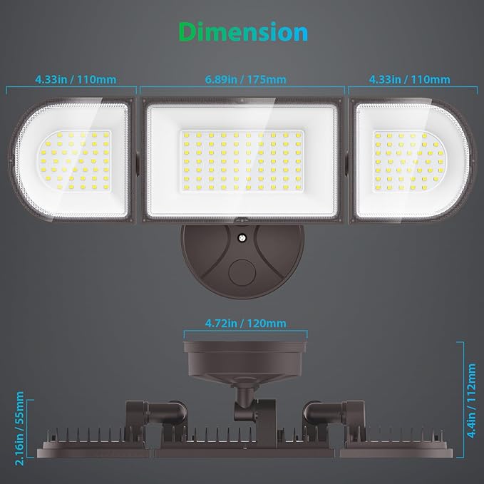 iMaihom 140W Flood Lights Outdoor, 14000LM Ultra Bright LED Flood Light Outdoor, 3 Adjustable Heads Security Lights, IP65 Waterproof Outside Flood Light, 6500K Floodlight for Yard Garage Court (Brown)