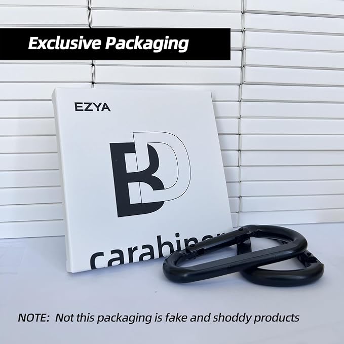 EZYA Heavy Duty Carabiner Clips, 860lbs - 3" Iron Carabiners for Keys, Gym, Camping, Hiking Accessories - D-Ring Keychain Hooks for Hammocks, Backpacks, Outdoor Gear