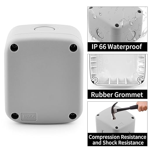 Nineleaf Waterproof Junction Box,IP66 Weatherproof Electrical Project Boxes,3.3 x 2.8 x 2.3 inch,Universal PVC/ABS Plastic Project Enclosure Box,White