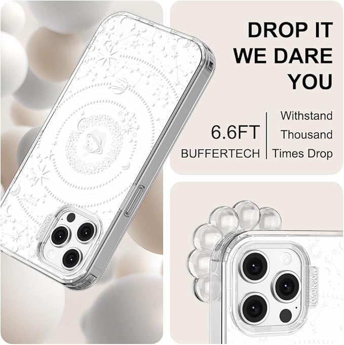 MOSNOVO Case for iPhone 12 & iPhone 12 Pro, [Buffertech 6.6ft Military-Grade Drop Protection] [Anti Peel Off Tech] Clear TPU Bumper Phone Case Cover Design - Galaxy