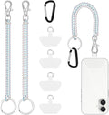 takyu 2PCS Phone Lanyard Tether with 4*Patch and 1*Carabiner for Travel Outdoor Hiking Cycling Climbing Skiing Compatible for iPhone Most Smartphones - White