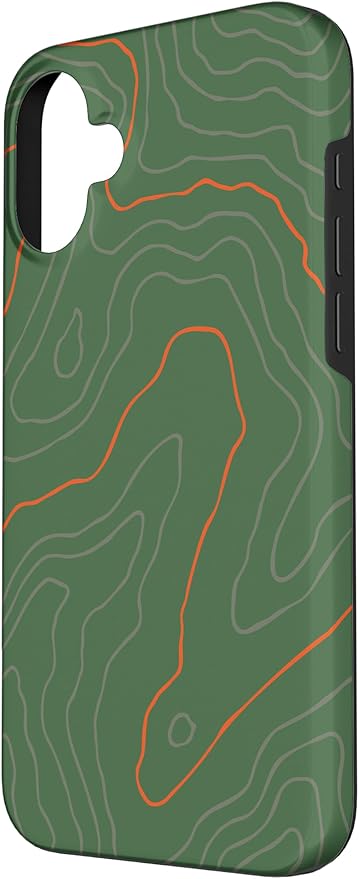 Backcountry Topo Guide Orange Lines Topographical Map Case for iPhone 16 Plus