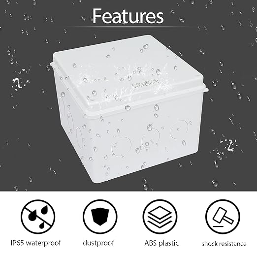LeMotech Junction Box, Electrical Box IP65 Water Resistant Dustproof ABS Plastic Project Enclosure for Electronics White, External Size 7.8 x 7.8 x 5.9 inch