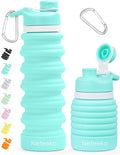 Nefeeko Collapsible Water Bottle, 26oz Silicone Foldable Water Bottles Leakproof BPA Free Travel Water Bottles with Carabiner, Portable Sport Water Bottles for Camping,Hiking Outdoor Indoor Sport
