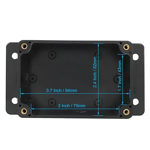 2 Pack Junction Boxes, 4 x 2.7 x 2 Inch IP65 Waterproof Project Box, ABS Plastic Electrical Project Case Power Junction Box with Fixed Ear for Outdoor (Black, 100 x 68 x 50 mm)