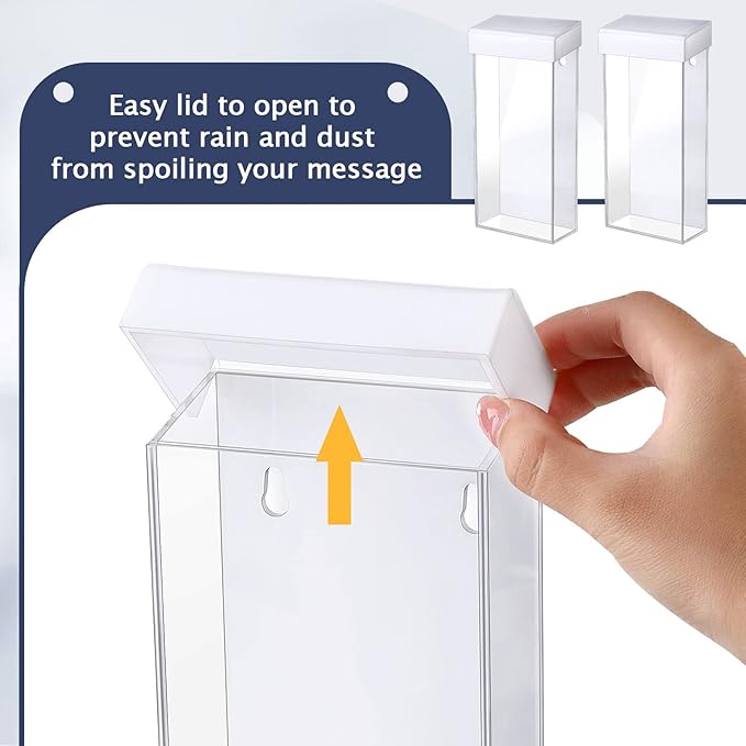 Remerry 4 Pieces Acrylic Outdoor Brochure Holder 4 x 9 Inch Waterproof Wall Mount Literature Box with White Lid Clear Pamphlet Holder for Pamphlet Map Menu Display