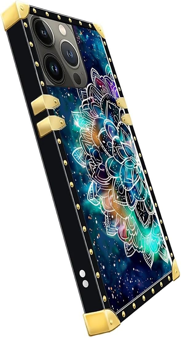 Compatible with iPhone 14 Pro Case, Starry Sky Colourful Mandala Luxury Golden Decoration for Girl Women Soft TPU Shockproof Protective Hard PC Back for iPhone 14 Pro