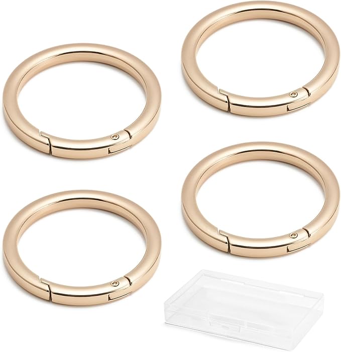 DEVPSISR 4pcs Flat Trigger Spring O Rings,Metal Keychain Ring Round Carabiner Clips for Keyrings Buckle, Bags,Purses,Purses