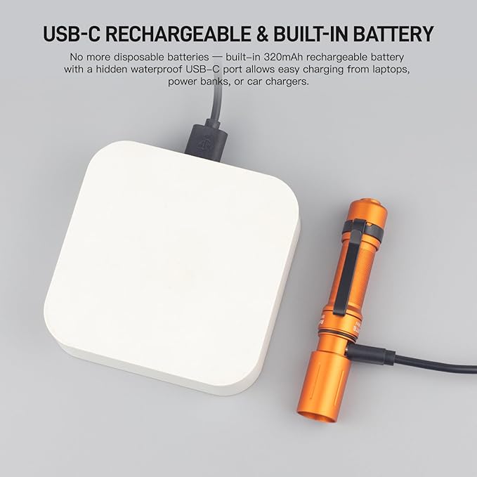 ThruNite Archer Mini Pocket EDC Pen Flashlight, USB-C Rechargeable Mini LED Flashlights, 405 Lumens Slim Pen Light with Clip for Inspection, Everyday Carry and Emergency Use