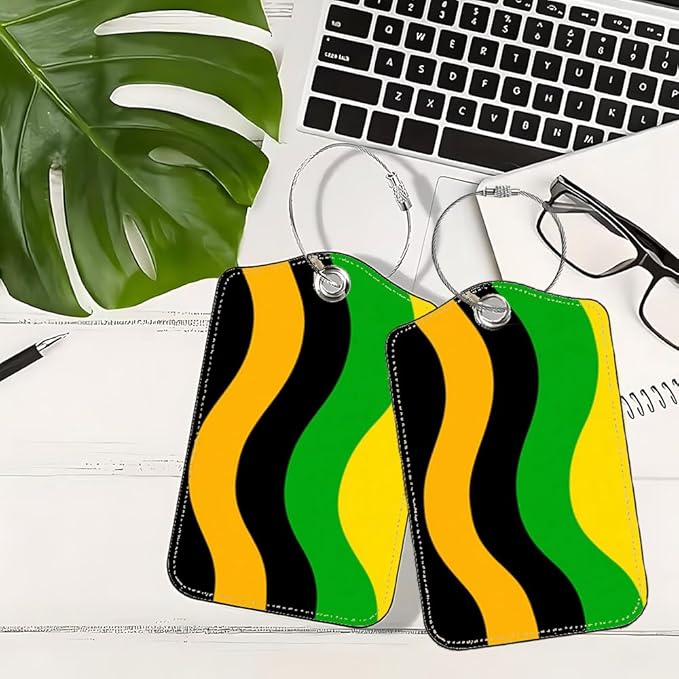 2Pcs Abstract Wave Luggage Tags for Suitcases, 2.83x4.53 Travel ID Labels with Privacy Cover, Modern Geometric Bag Tags for Backpacks, Spring Break & Summer Vacation Essentials, Set of 2